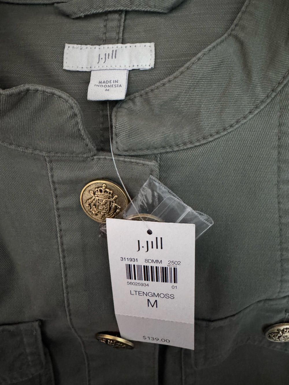 J. Jill Army Green Peplum Jacket Medium NWT - Picture 6 of 8